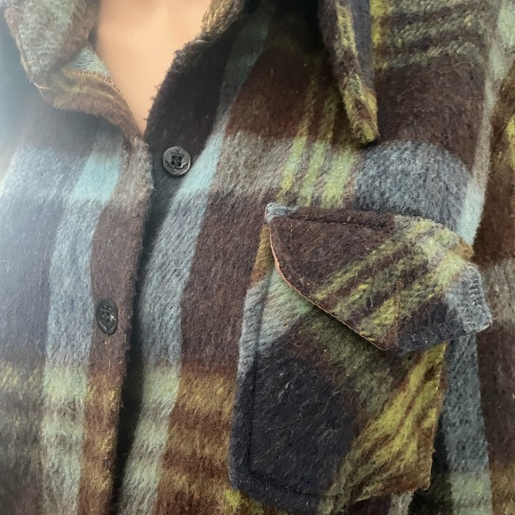 RARE PTP23” pure hippie wool vintage chore coat shacket plaid blues with jeans😱 - Picture 4 of 8